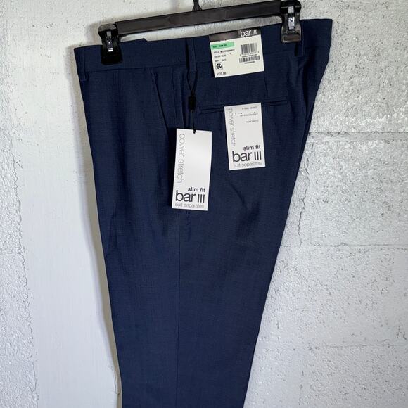 Bar III Men's Slim-Fit Wool Blend Dress Pants blue-34x32 $175 - Picture 1 of 8